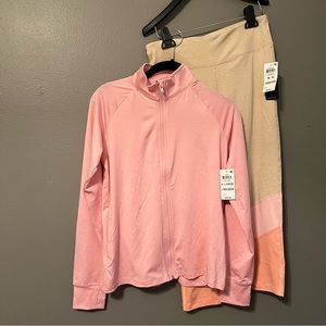 NWT Ideology Set of XL (Girls) Pink Pullover and Beige & Pink Striped Leggings!